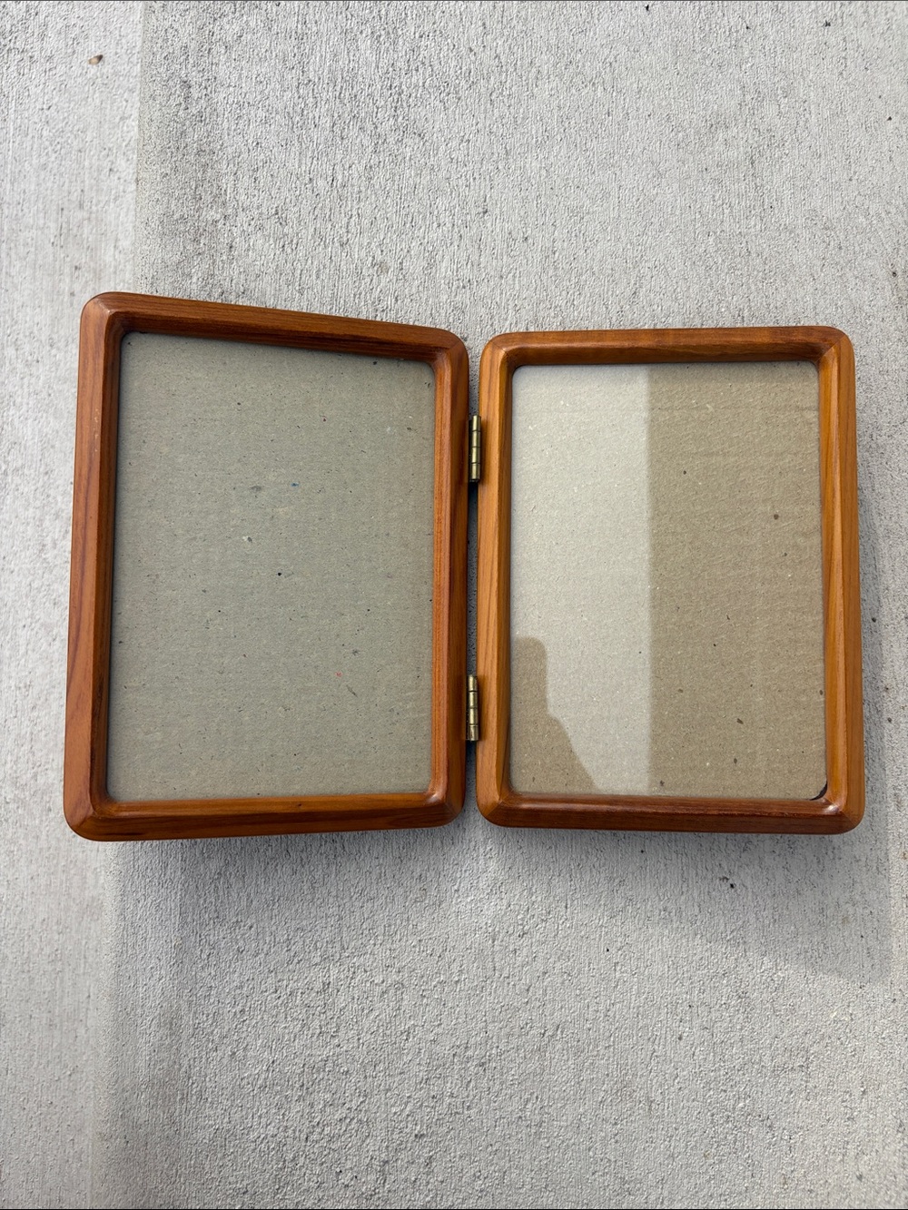 VTG Teak Wood Bifold Double Picture Frame 5x7 Hinged Thailand MCM